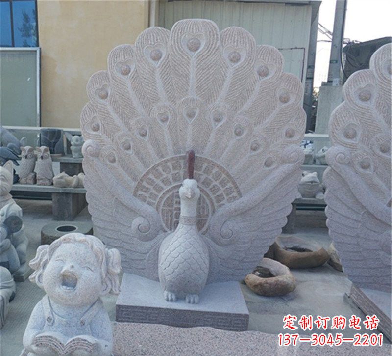 周口大理石孔雀开屏石雕