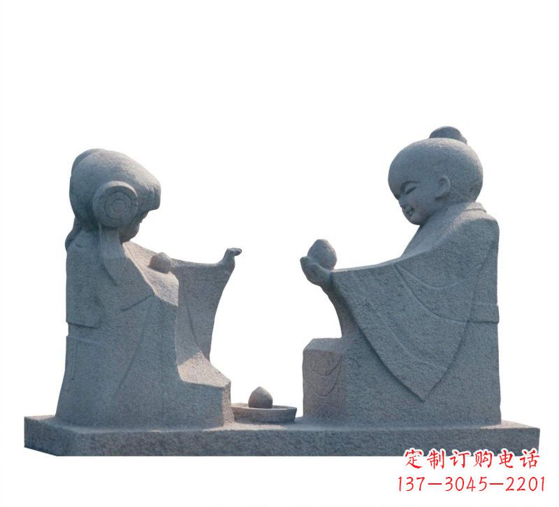 周口传统风情——大理石孔融让梨雕塑