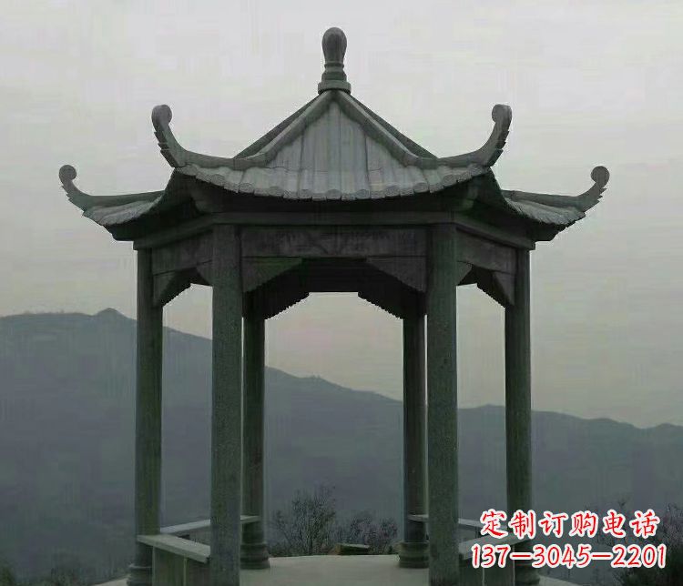 周口考究工艺,奢华大理石六角凉亭雕塑