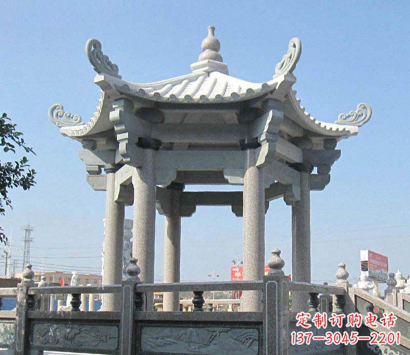 周口大理石六角凉亭石雕,为您的家园带来浪漫情怀