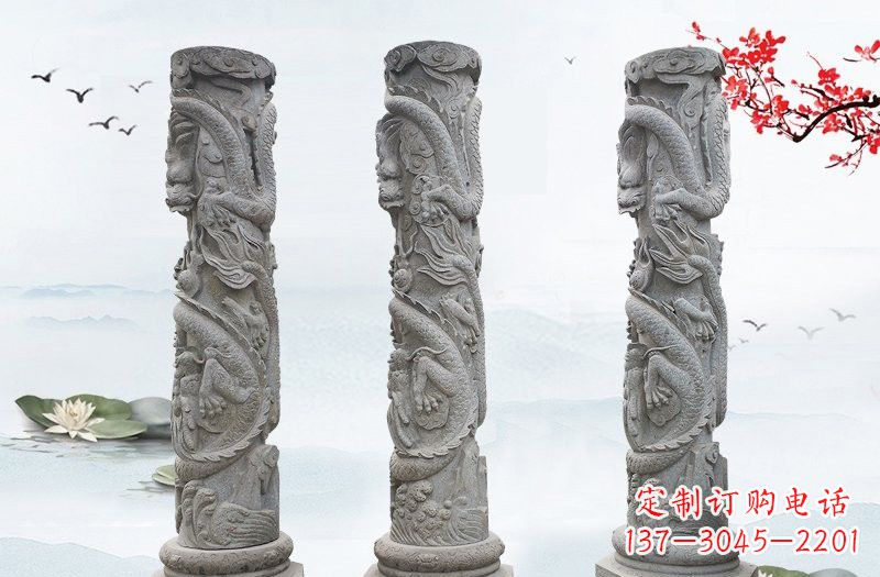 周口精美大理石龙柱雕塑