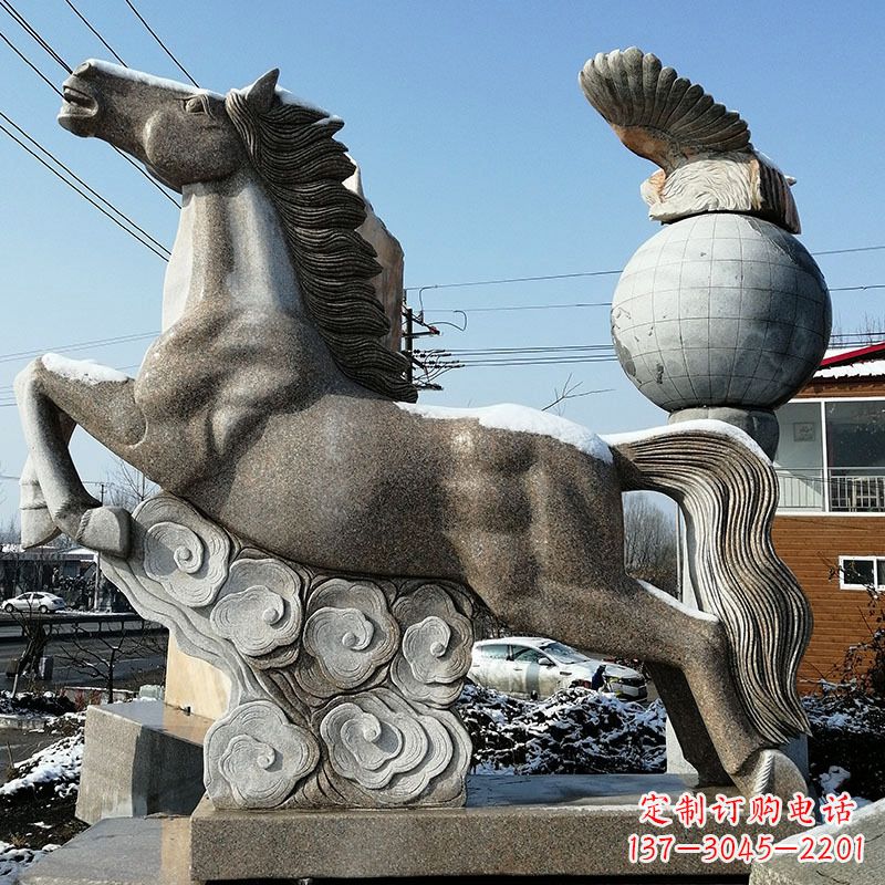 周口大理石马踏祥云雕塑
