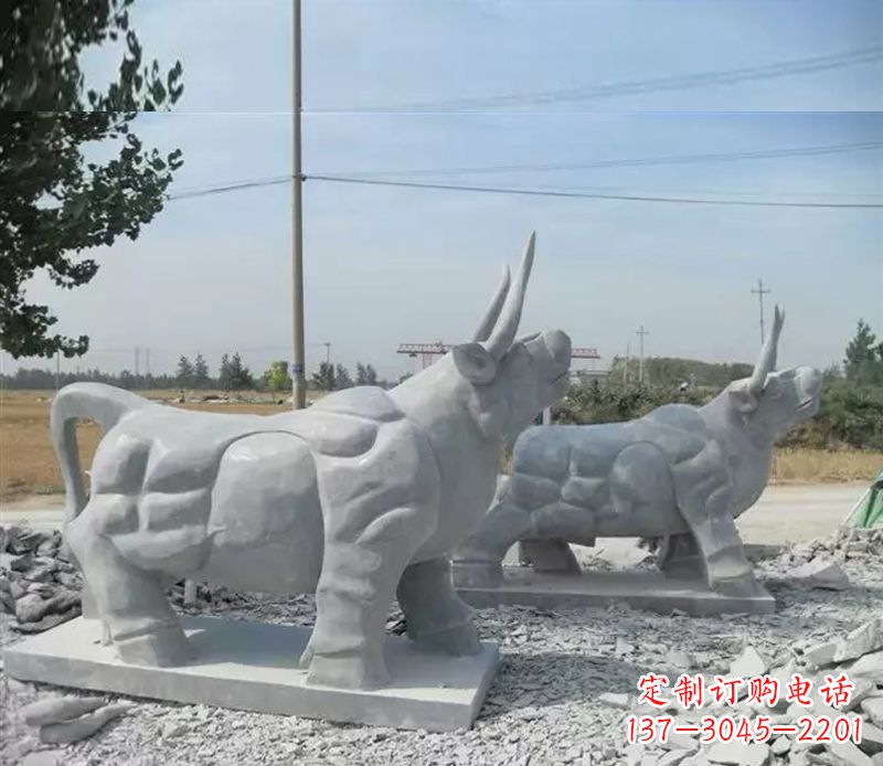 周口大理石多角度牛雕塑