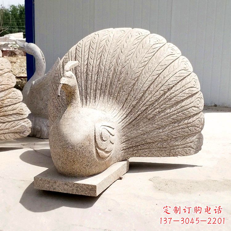 周口大理石喷水孔雀雕塑