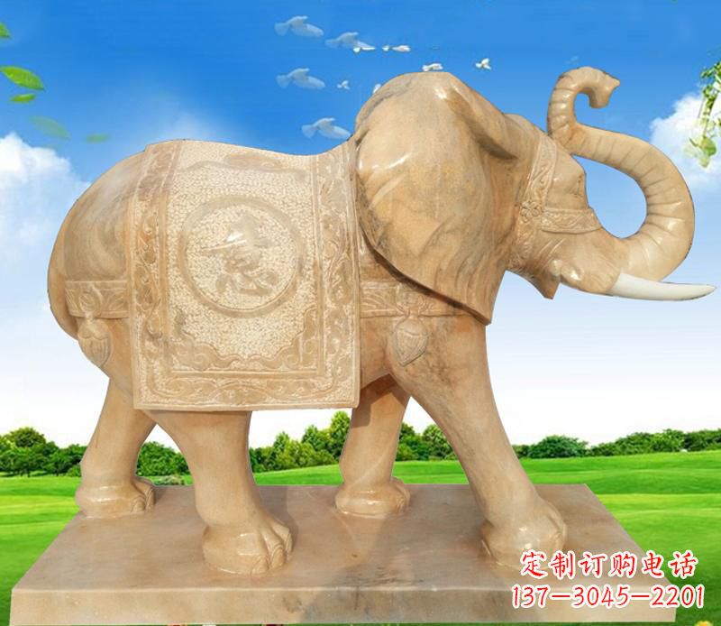 周口大理石喷水大象雕塑