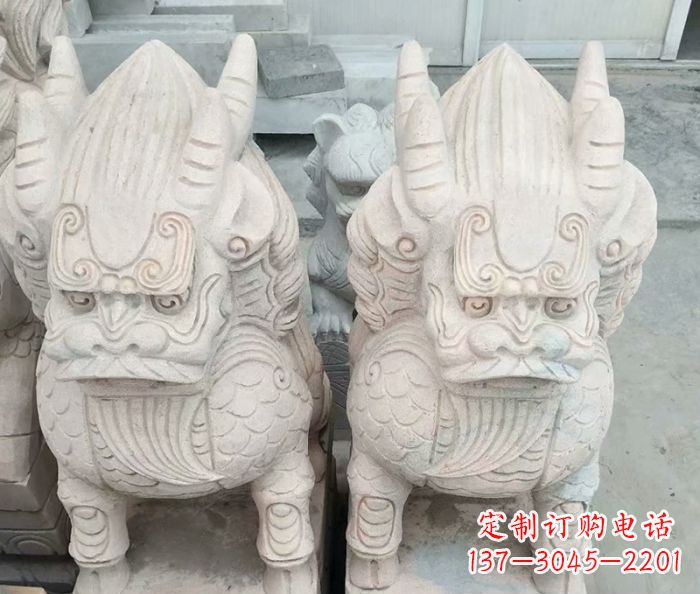 周口品质卓越的大理石麒麟古兽雕塑