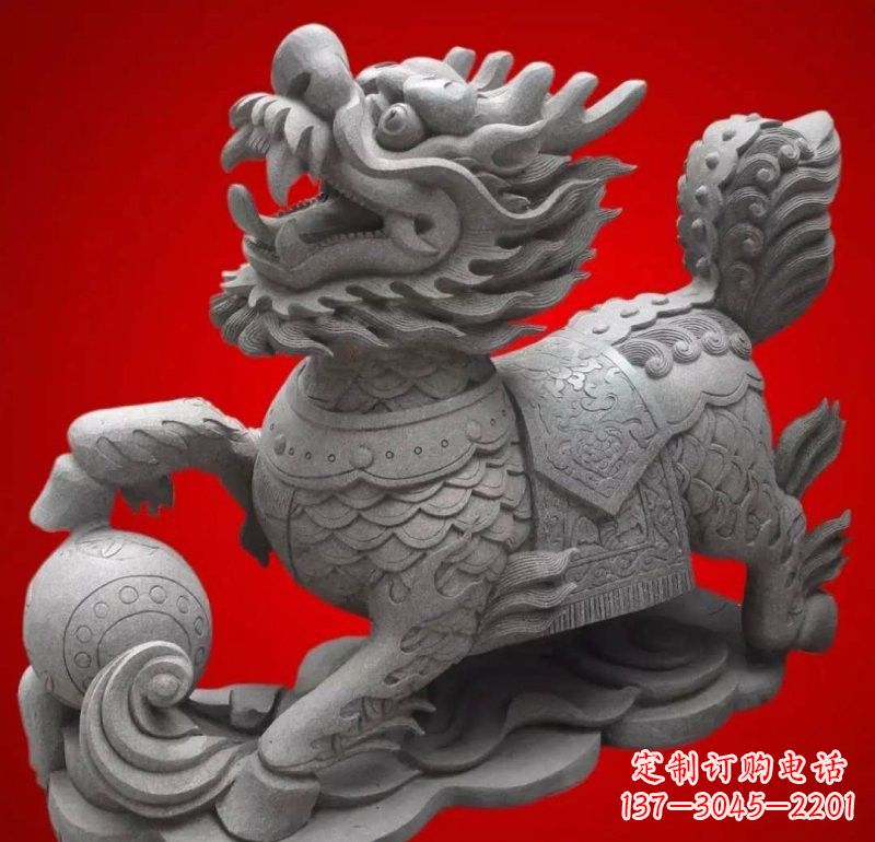 周口大理石企业小区门口麒麟雕塑