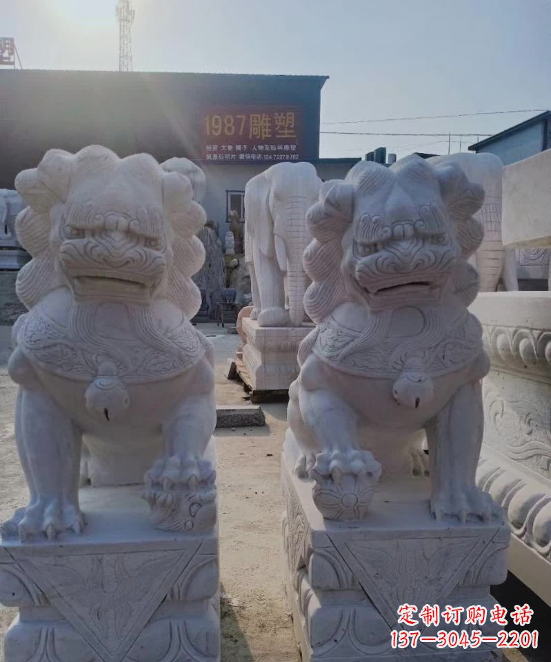 周口大理石狮子雕塑,象征威严
