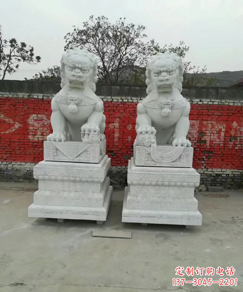 周口大理石狮子雕塑，精致而壮观