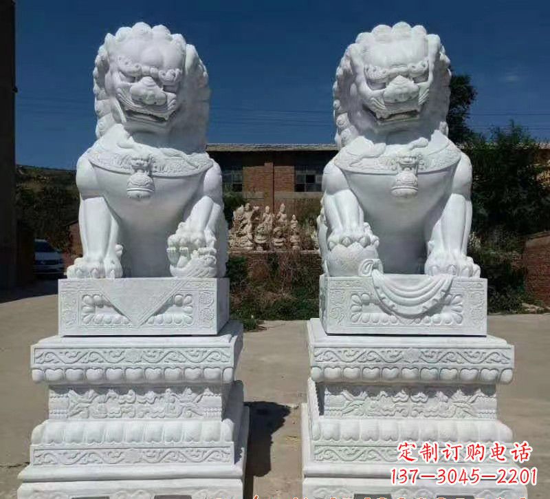 周口大理石狮子石雕,雕塑定制精美狮子