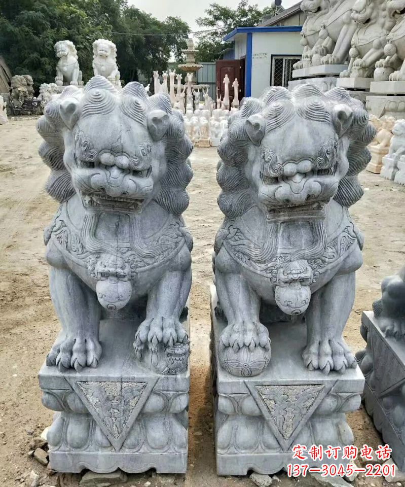 周口传统工艺精雕大理石狮子石雕塑