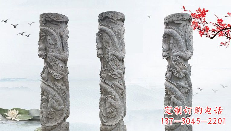 周口精美大理石龙柱雕塑