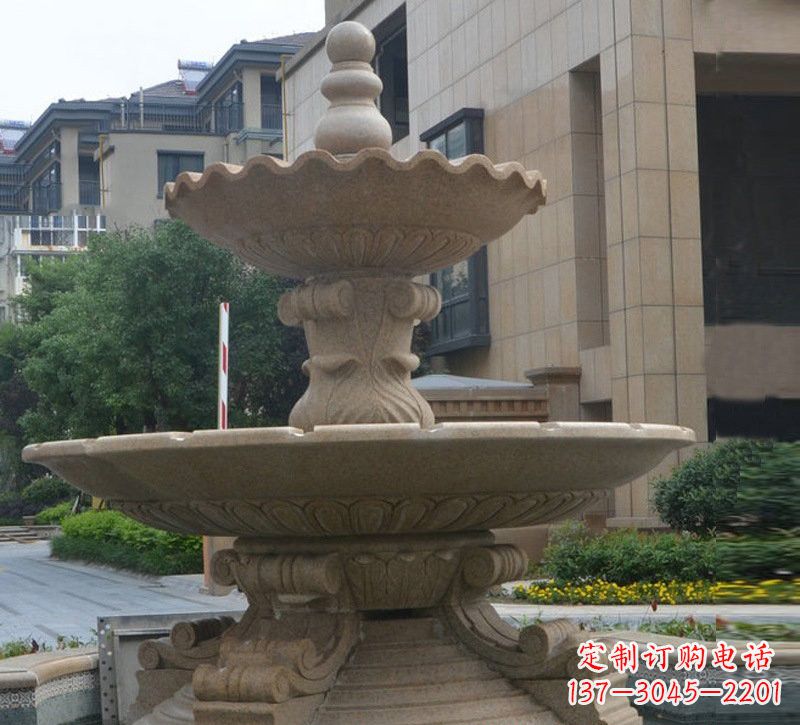 周口简约双层大理石喷泉雕塑