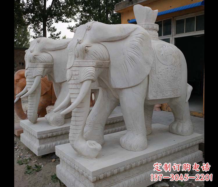 周口大理石大象雕塑,招财进宝