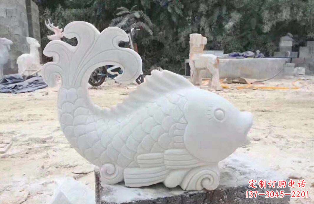 周口大理石鱼喷泉雕塑装置