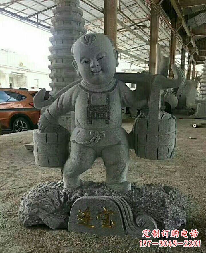 周口装点童年的大理石招财进宝儿童雕塑
