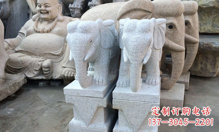 周口大理石大象雕塑 招财进宝