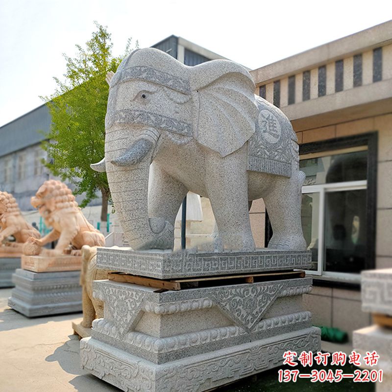 周口大门口石雕大象雕塑