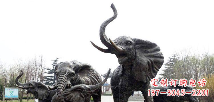 周口浓情大象群铜雕景观