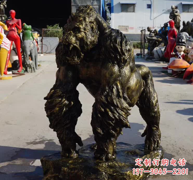 周口中领雕塑精美大猩猩铜雕