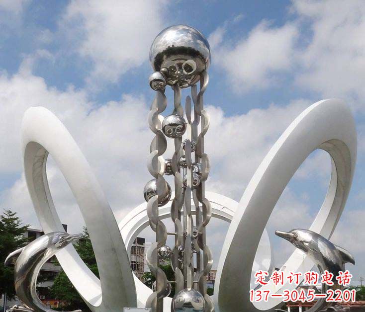 周口精致不锈钢海豚雕塑