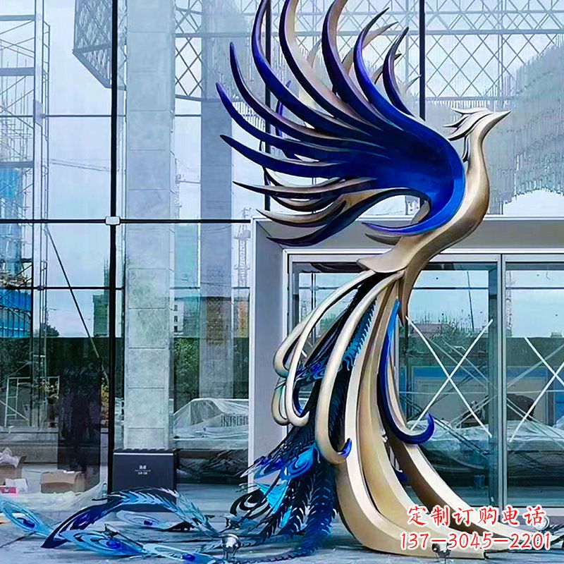 周口精美彩绘不锈钢孔雀雕塑