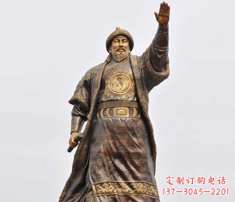 周口传承历史的风采成吉思汗铜雕