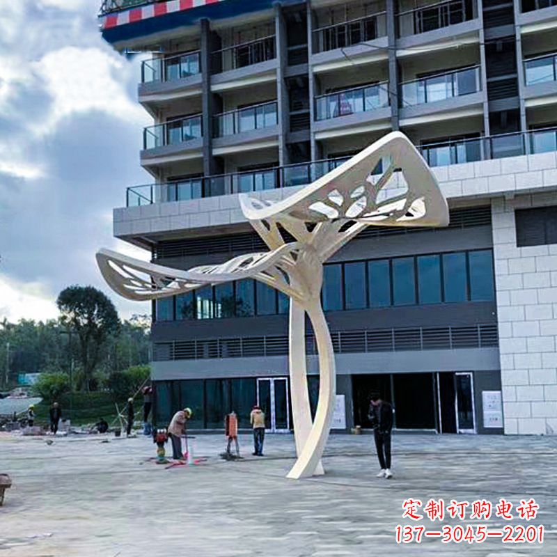 周口大型广场不锈钢抽象树叶雕塑