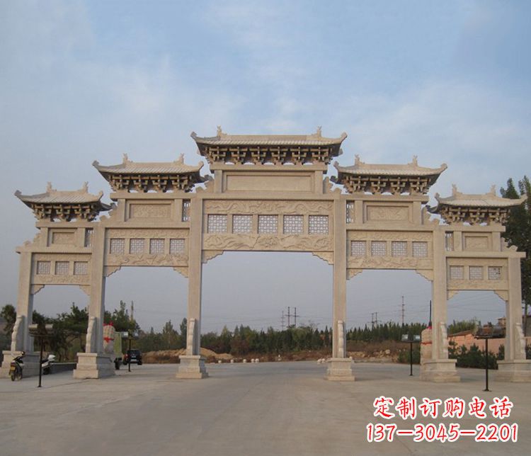 周口大型五门牌坊石雕