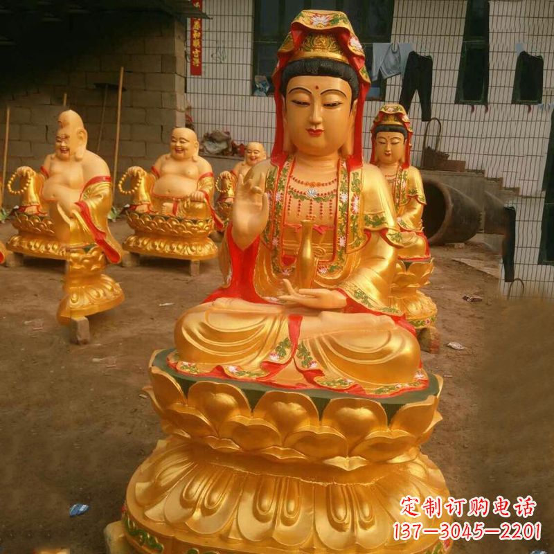 周口完美体现观音神性的铸铜观音雕塑