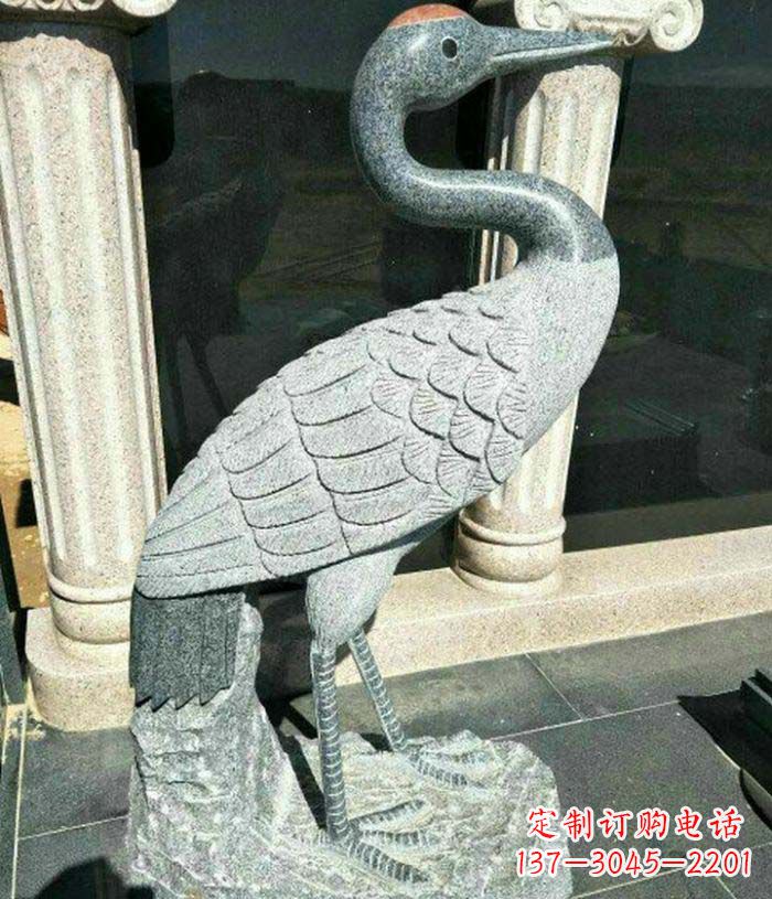 周口传统工艺精雕丹顶鹤雕塑
