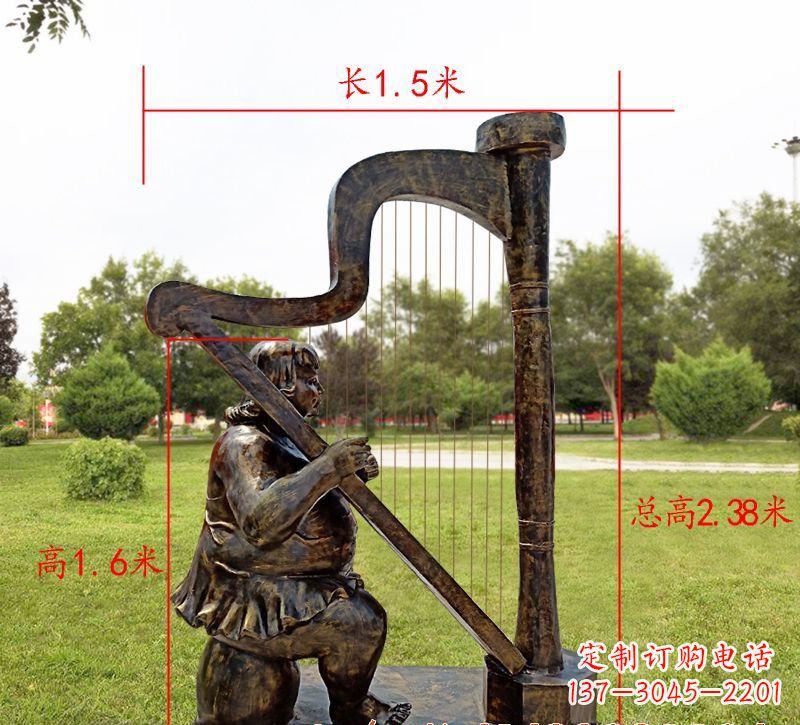 周口手工铜制竖琴雕塑