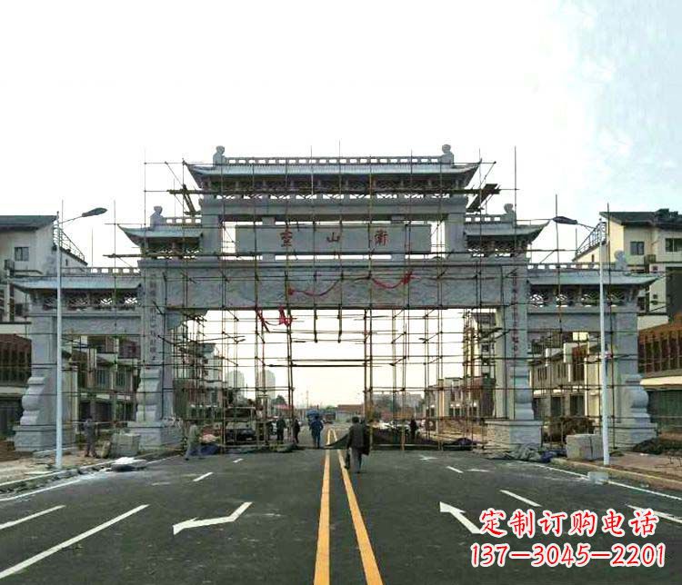 周口道路三门石牌坊石雕