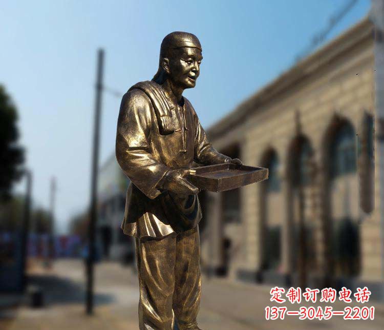 周口古典神秘的店小二人物铜雕