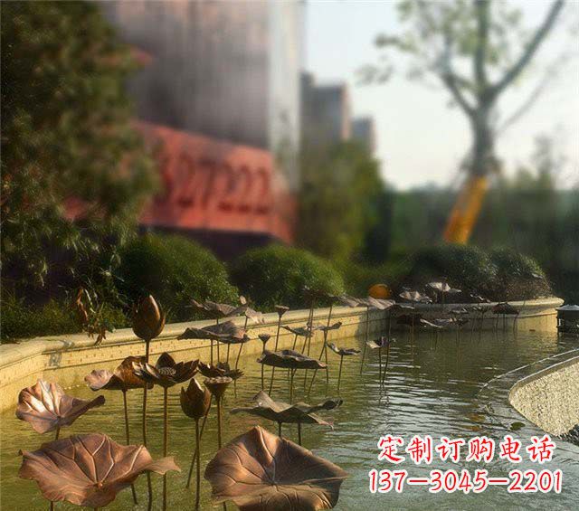 周口荷叶风情传承——锻铜荷花荷叶小区景观雕塑