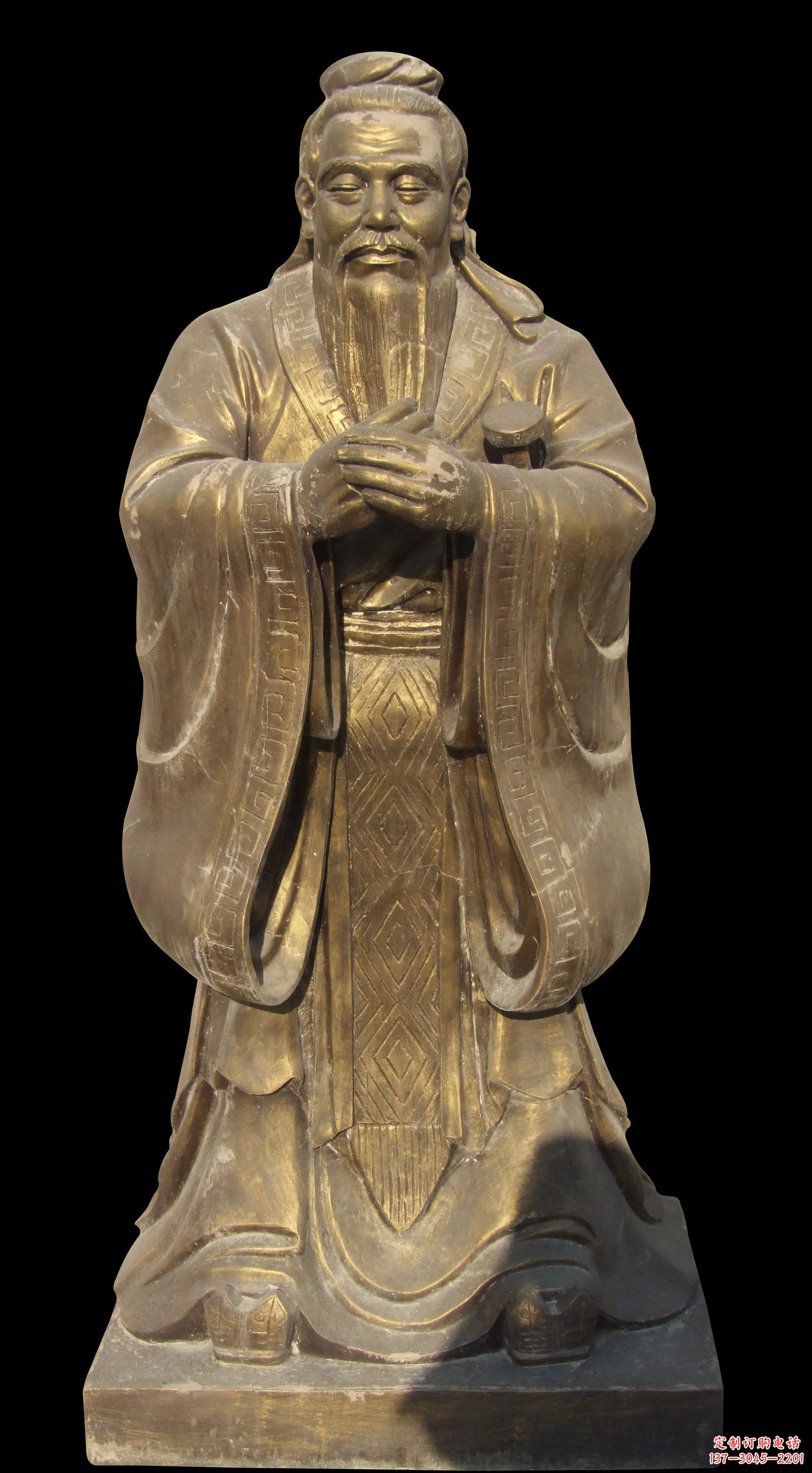 周口手工精美锻铜孔子铜雕像