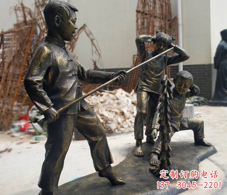 周口儿童放鞭炮庭院景观铜雕塑