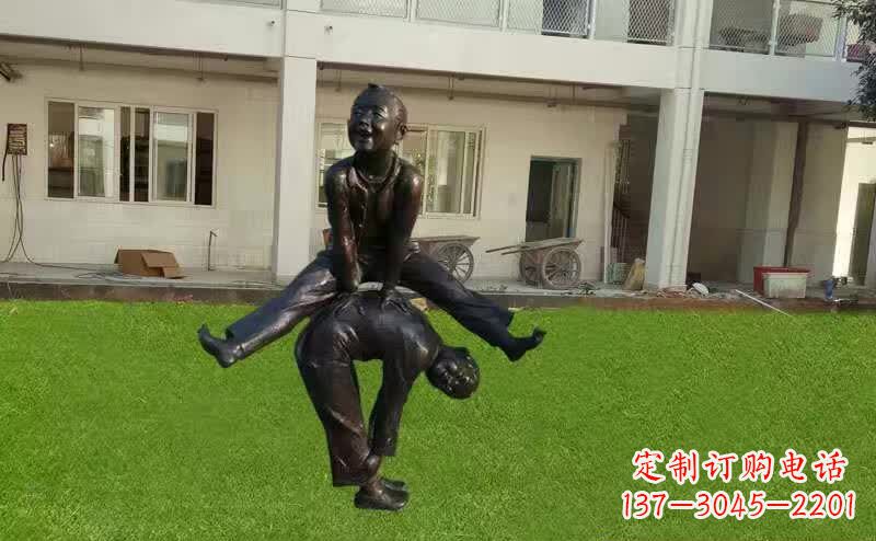 周口儿童跳马铜雕塑
