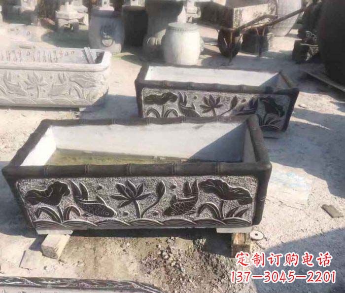 周口精美仿古石水缸雕塑