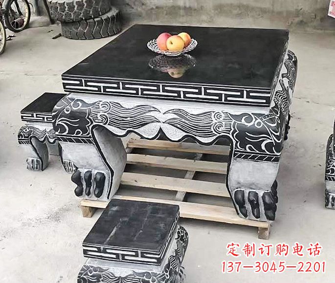 周口中领雕塑方形仿古石桌凳