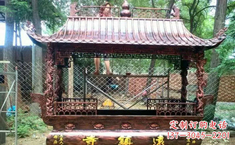 周口方形寺庙香炉铜雕塑