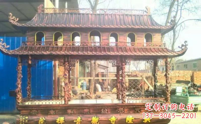 周口方形寺庙古典香炉铜雕塑