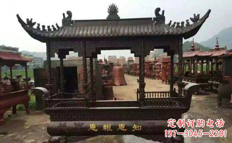 周口方形寺庙香炉铜雕