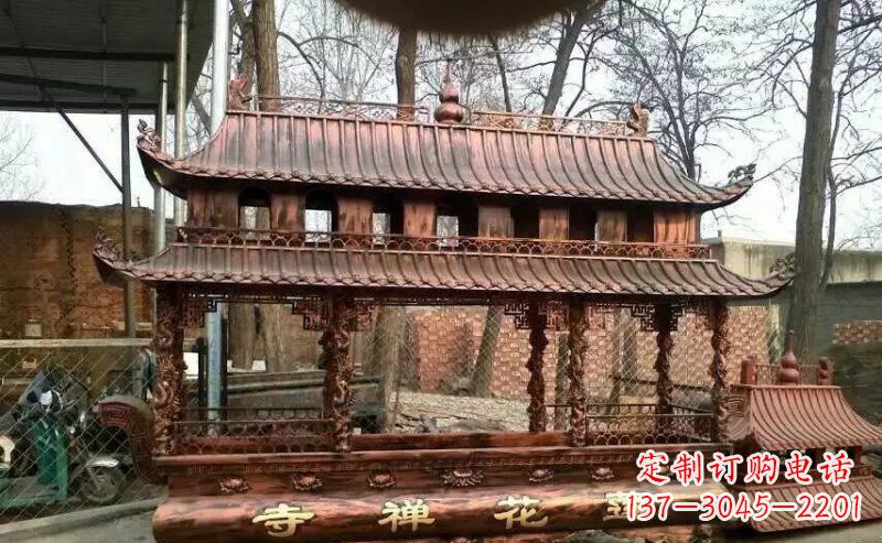 周口方形寺庙香炉铜雕