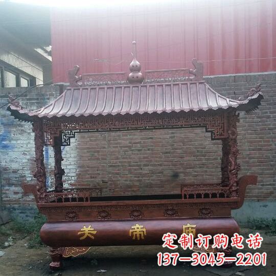 周口方形香炉铜雕塑,精美香炉雕塑