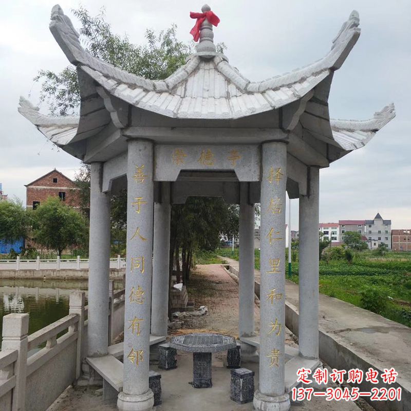 周口仿古大理石凉亭-公园园林石雕亭子
