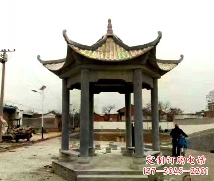 周口仿古六角凉亭石雕 (3)
