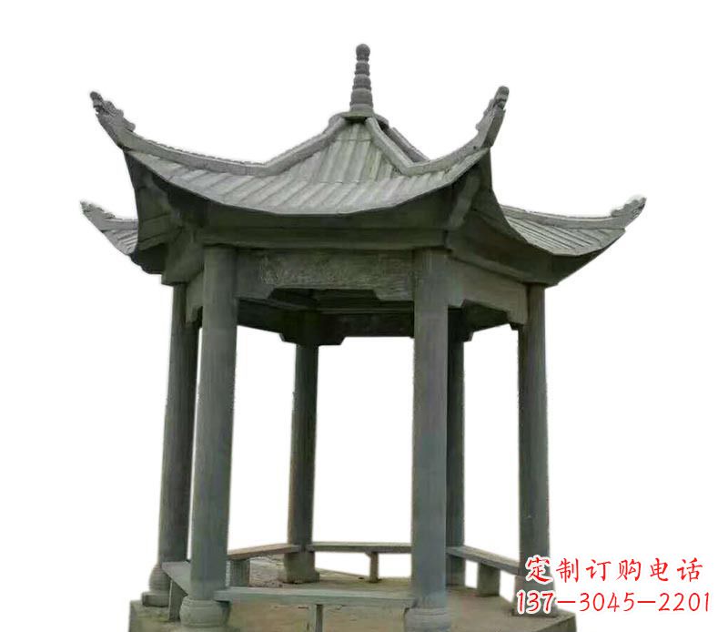 周口仿古六角凉亭石雕 (2)