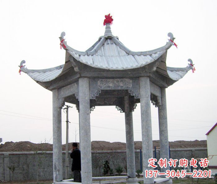周口仿古六角石凉亭雕塑