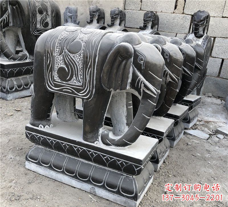 周口仿古青石大象雕塑